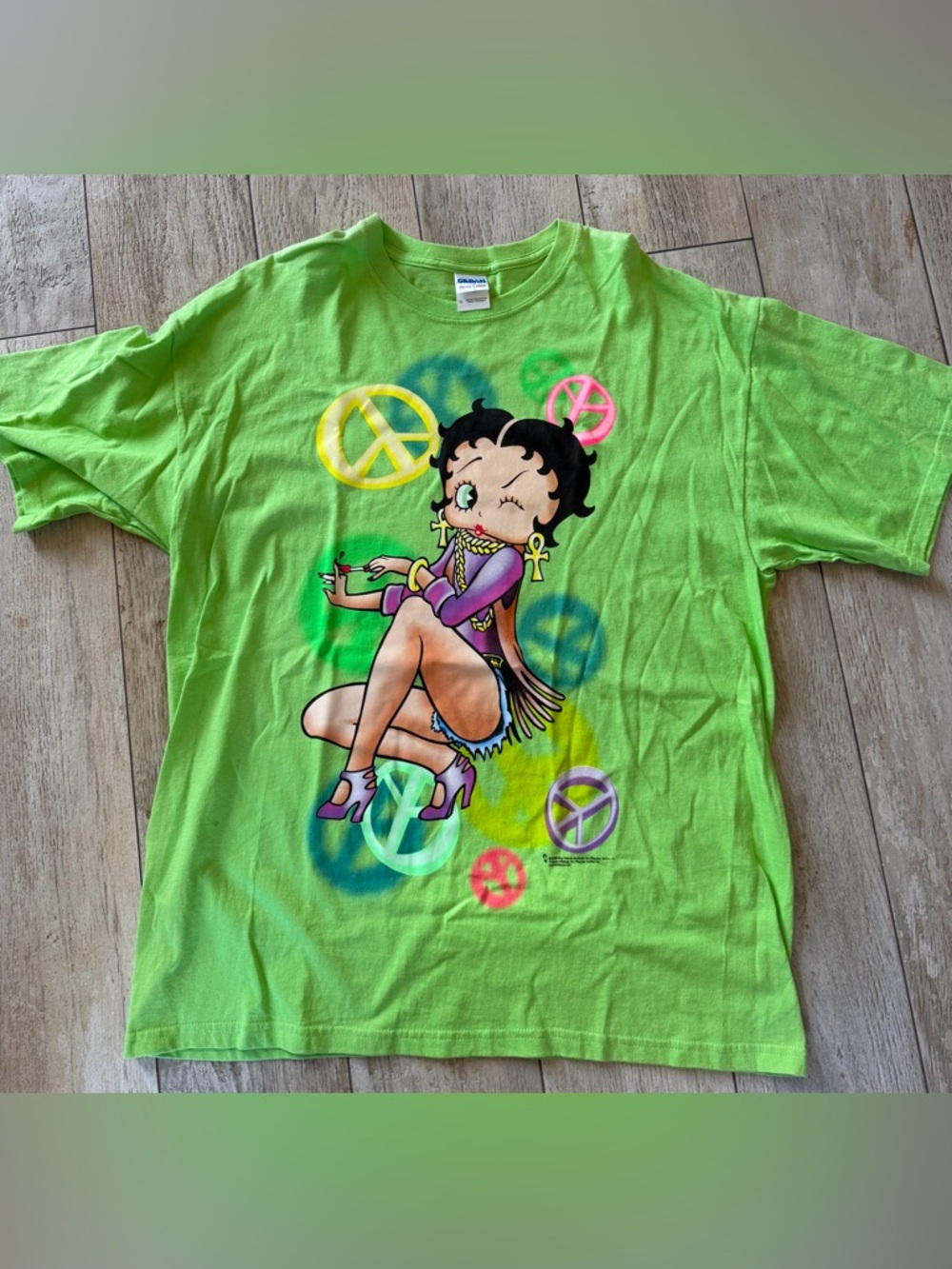 Vintage Hippie Peace Sign Betty Boop T Shirt